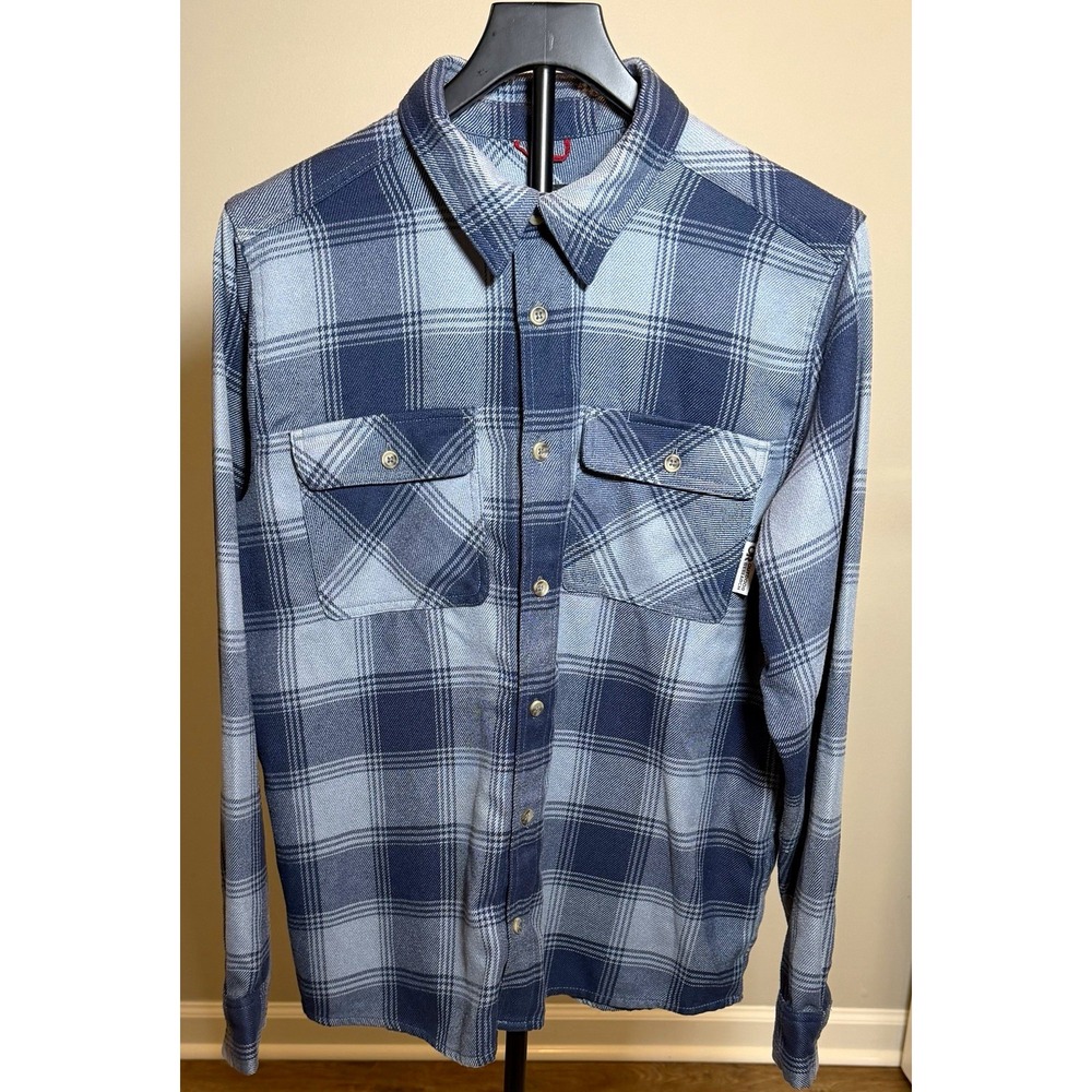 Outdoor Research Men's Plaid Flannel Button-Up Shirt Long Sleeve Blue/Gray M EUC